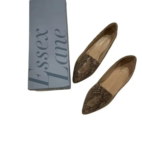 Essex Lane Snake Print Pointed Toe Flats Neutral Women’s 6 NWOT - Picture 7 of 7